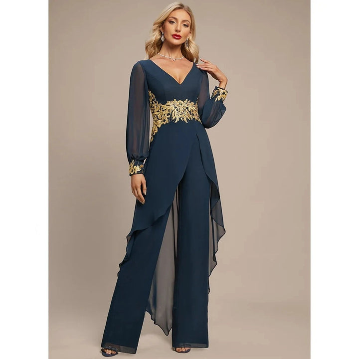 Deep V-neck Stylish Jumpsuit Dress