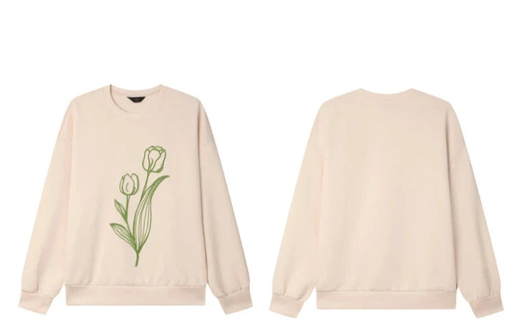 Fashionable Embroidered Flower Pullover Tops