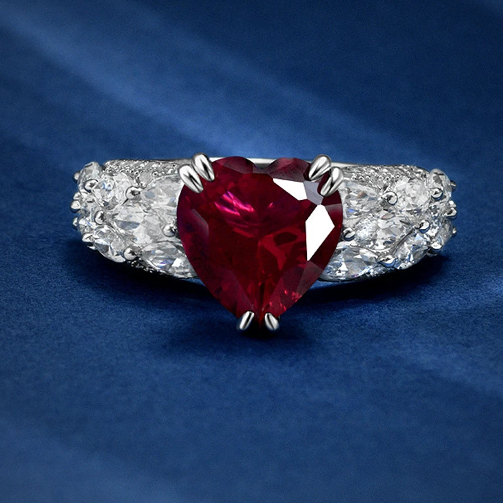 Exquisite Heart-Shaped Ruby Ring