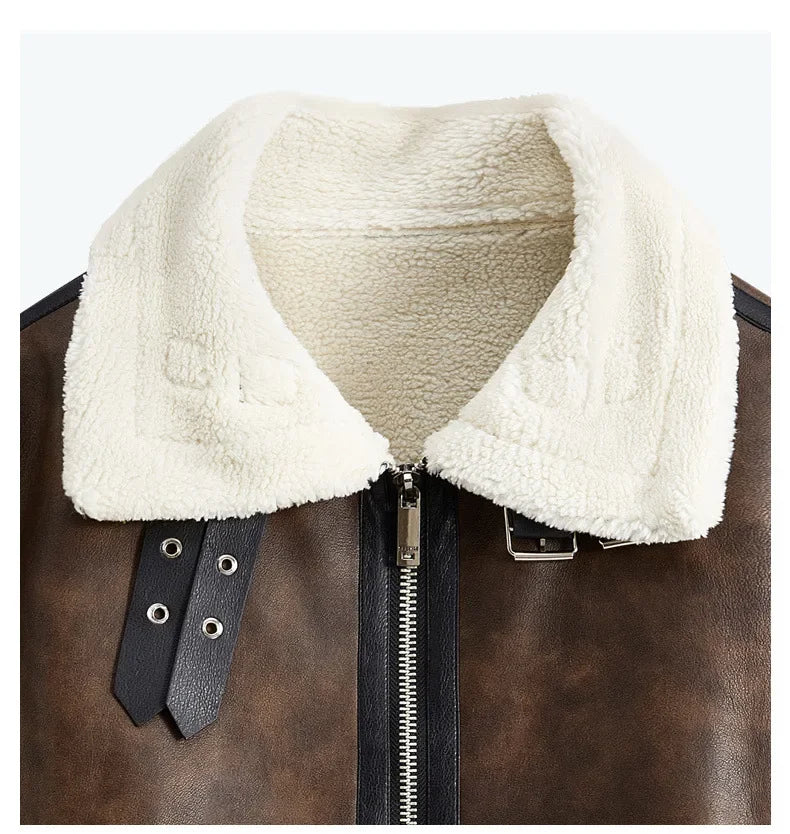 Retro Lamb Fur Women's Motorcycle Jacket