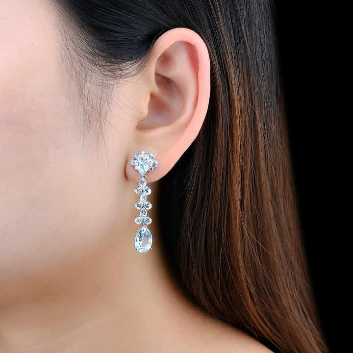 Natural Sky Blue Topaz Stud Earrings