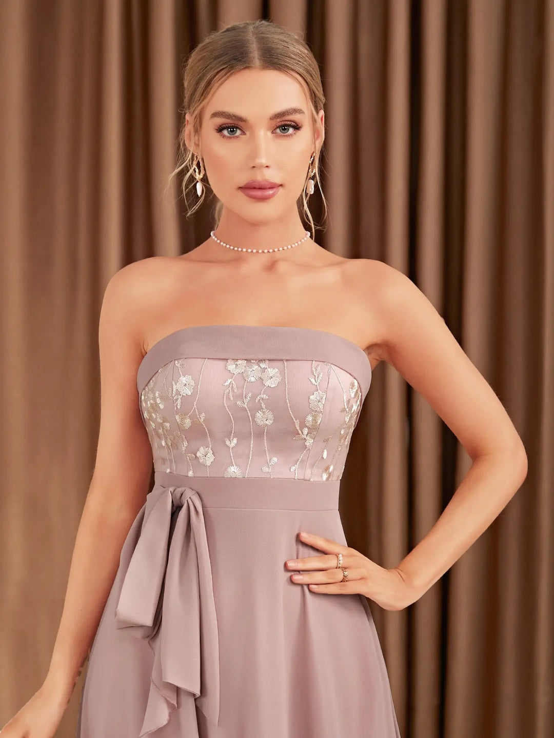 Elegant Wrapped Chest Formal Gown