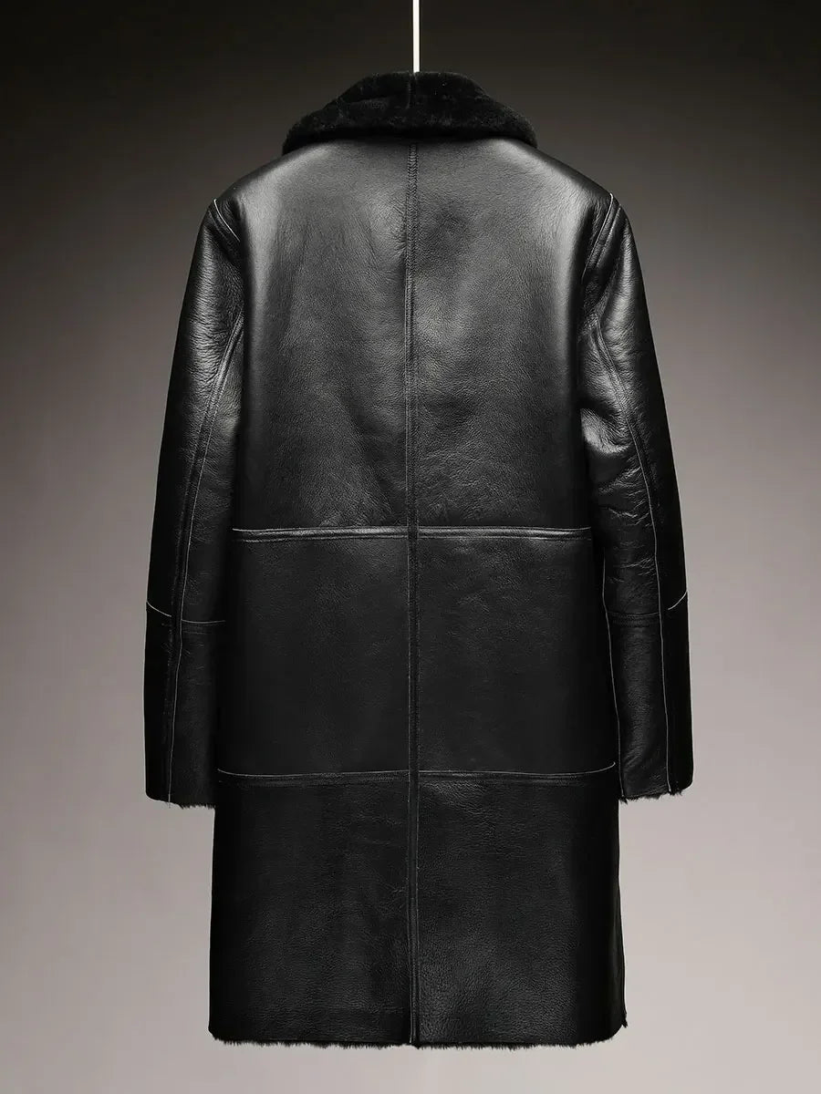 Ultra-Long Thickened Real Leather Jacket