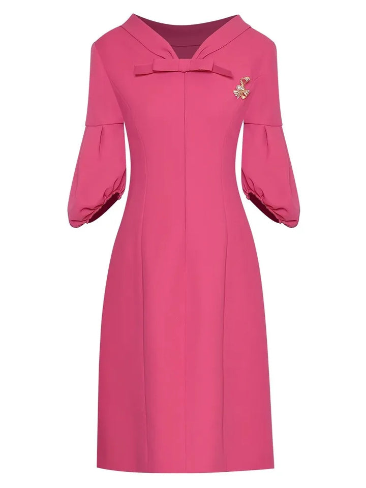 Elegant Simple Brooch Commuter Dress