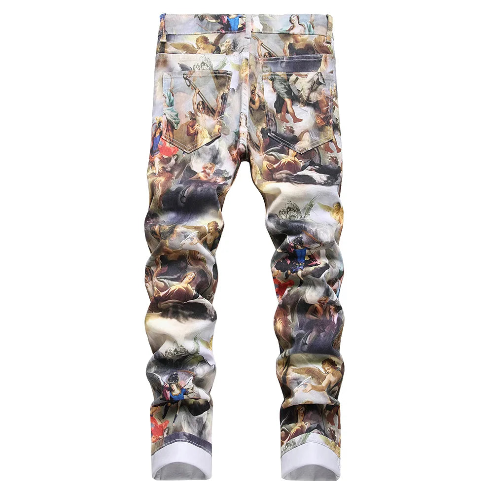 Fashionable Angel Immortal Tapered Printed Pants