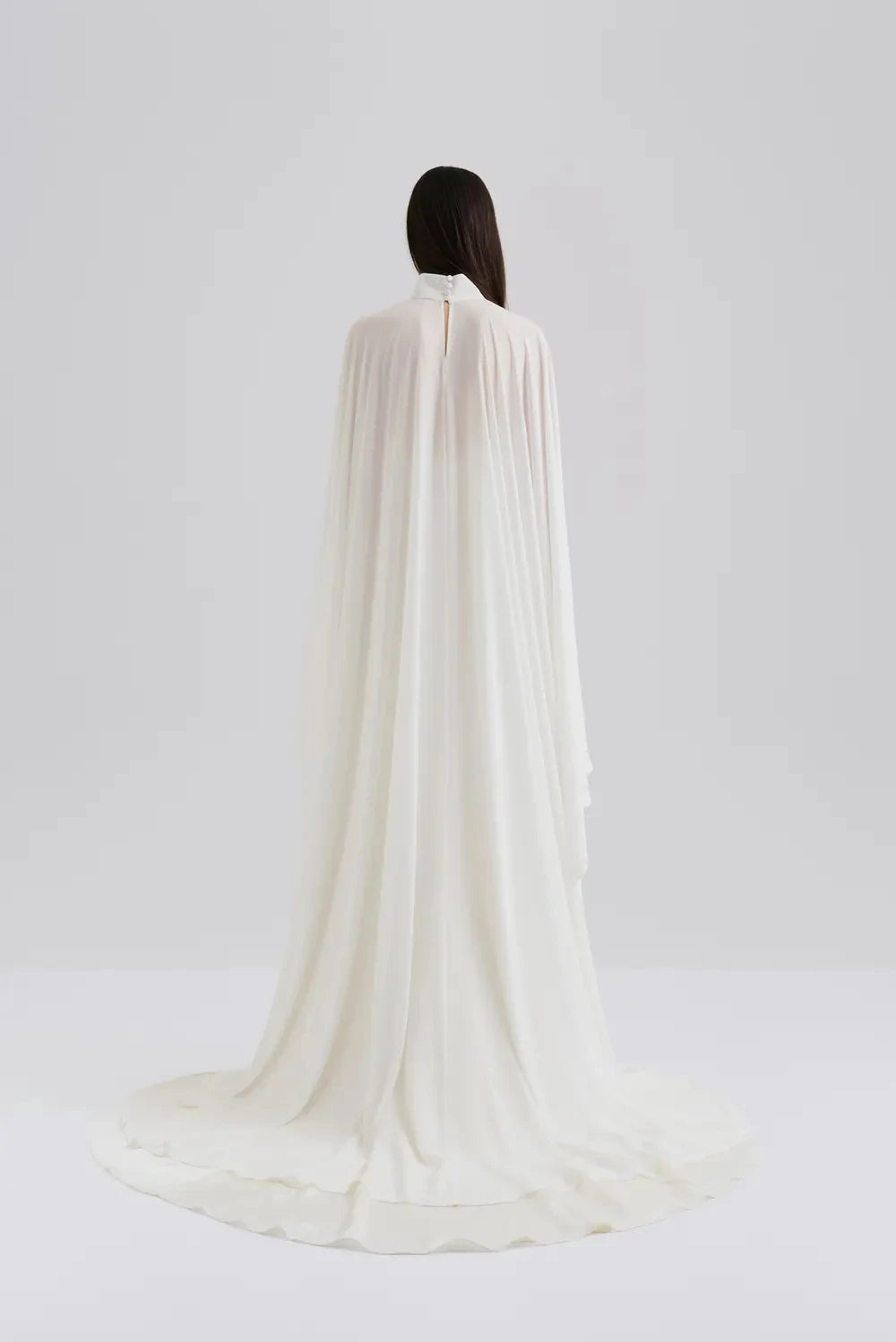 Elegant Long High Neck Bridal Cape