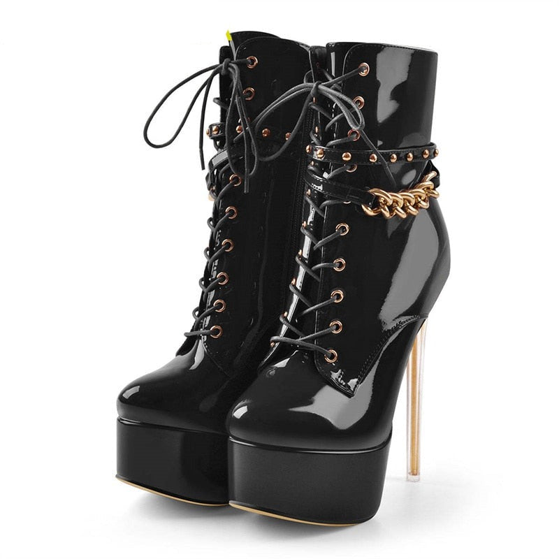 Rivet Lacing Women's Thin Heels Boots| All For Me Today