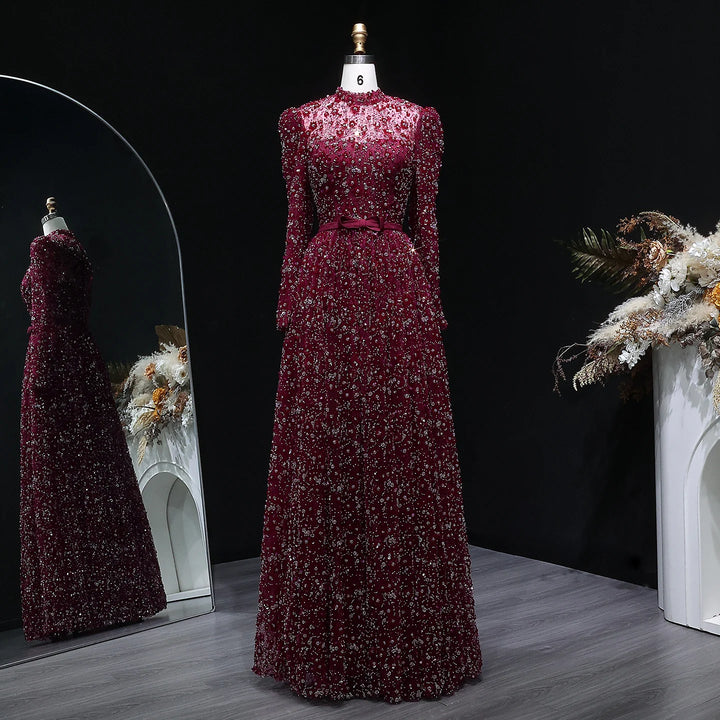 Charming 3D Floral High Neck Formal Gown