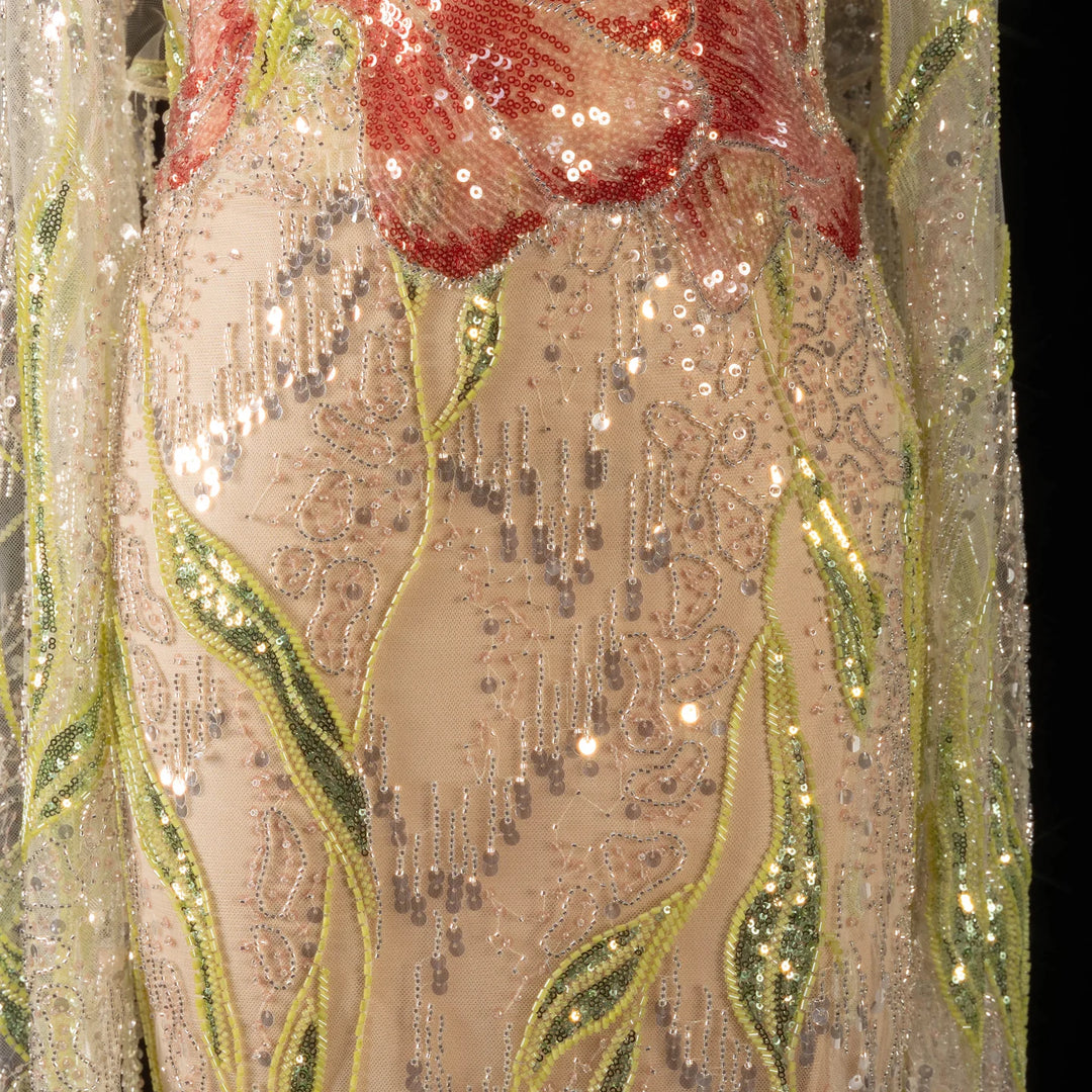 Splendid Sequined Tassel Arabic Evening Gown