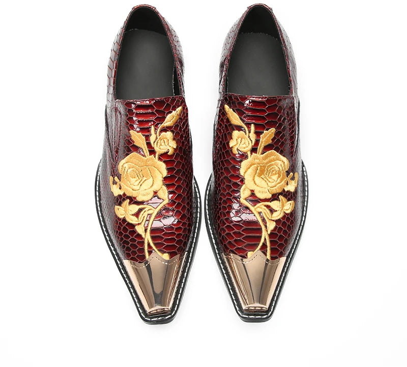 Luxury Golden Metal Toe Business Shoes