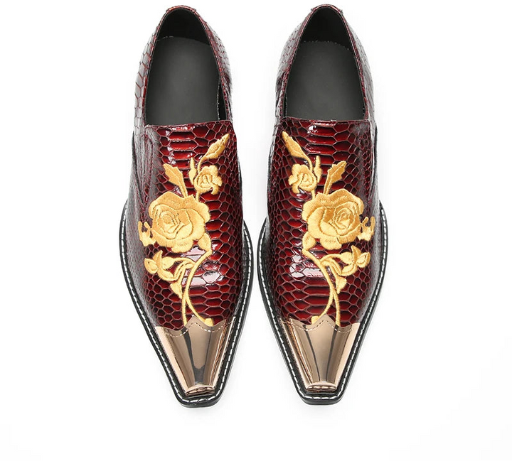 Luxury Golden Metal Toe Business Shoes