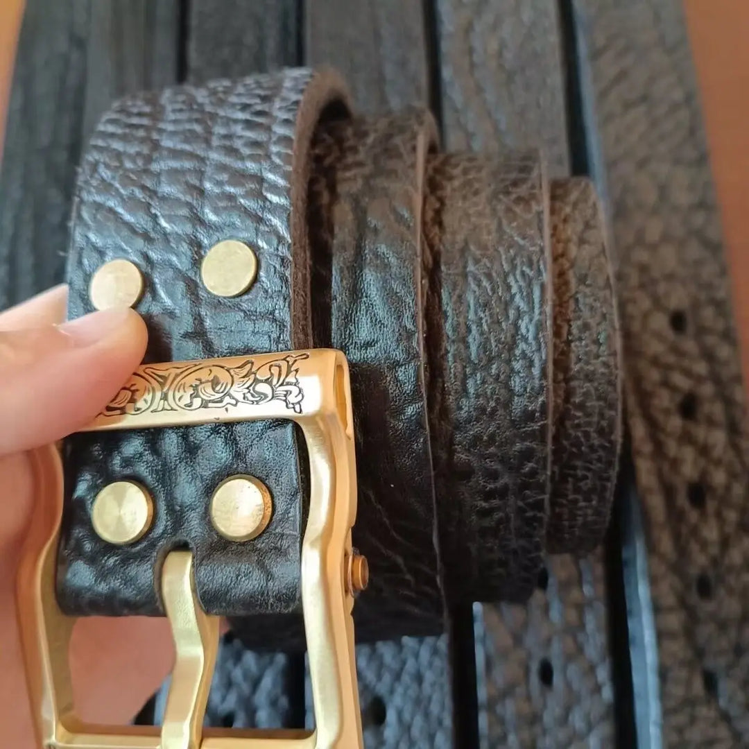 Trendy Handmade Thick Leather Belt