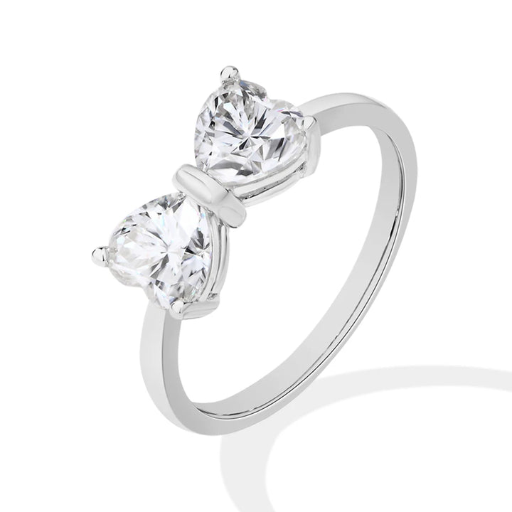 Stunning Heart Bowknot Moissanite Ring