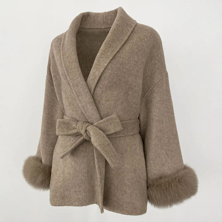 Sleek Natural Fur Wool Jacket