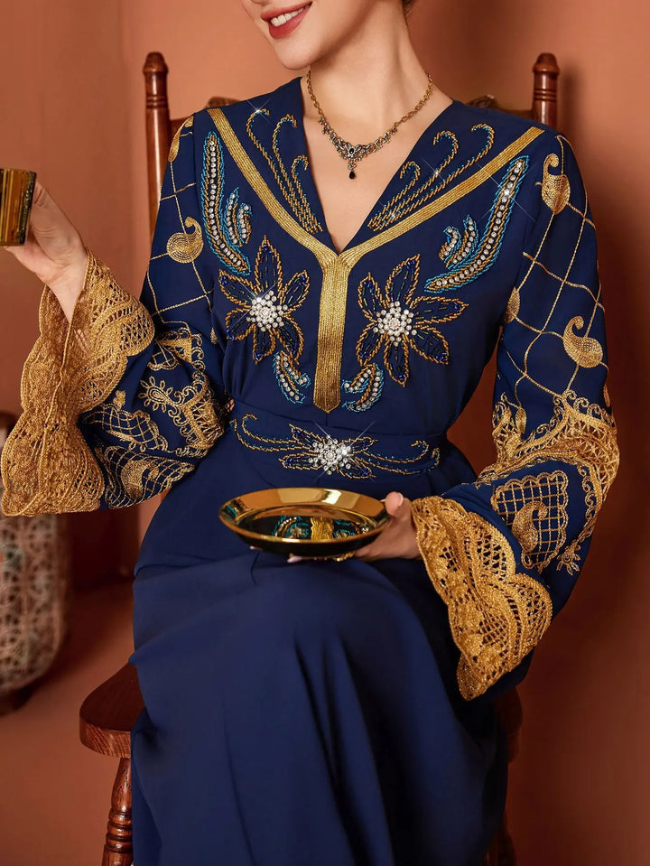 Gorgeous Diamond Details Abaya Dress