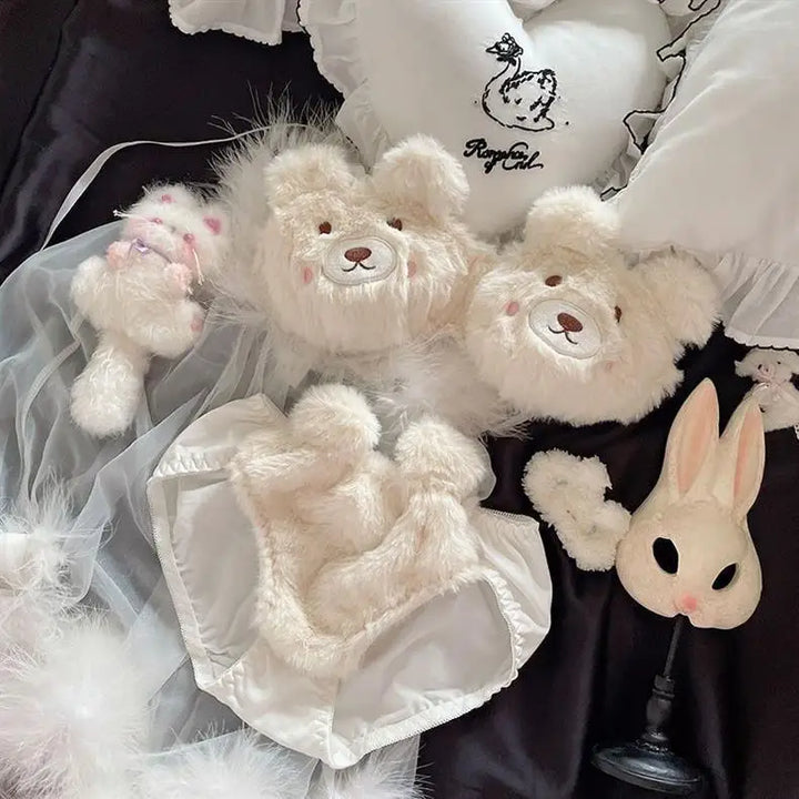 Adorable Bear-shaped Plush Bra Set