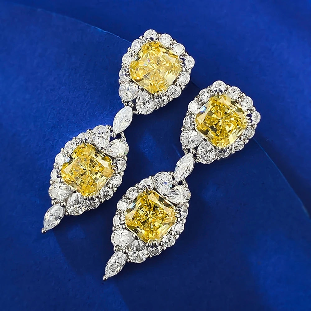 Luxury Sapphire Silver Drop Earrings