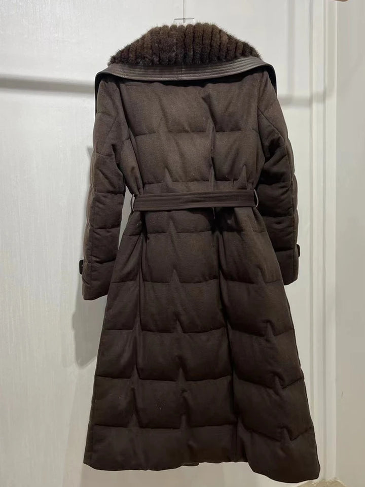 Fur Collar Cashmere Down Coat