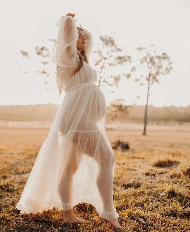 Stylish Transparent Chiffon Maternity Dress