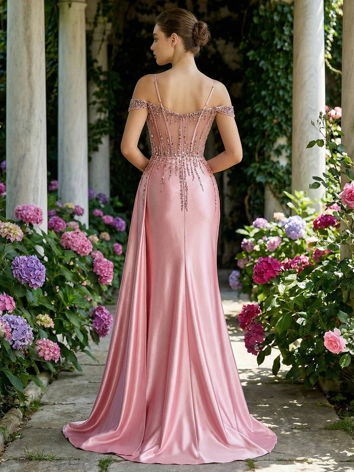 Modern Beaded Sequin Corset Prom Dress