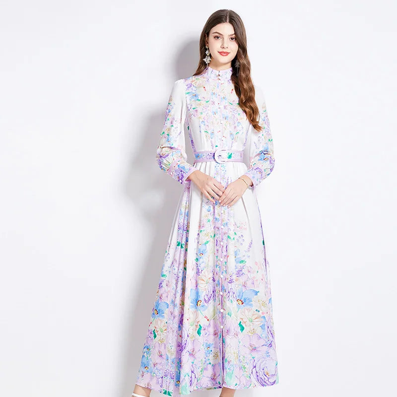 Casual Chic Floral Print Evening Dress