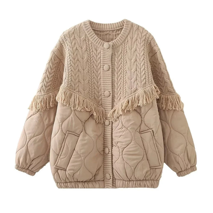 Lovely Tassel Spliced Cotton Coat