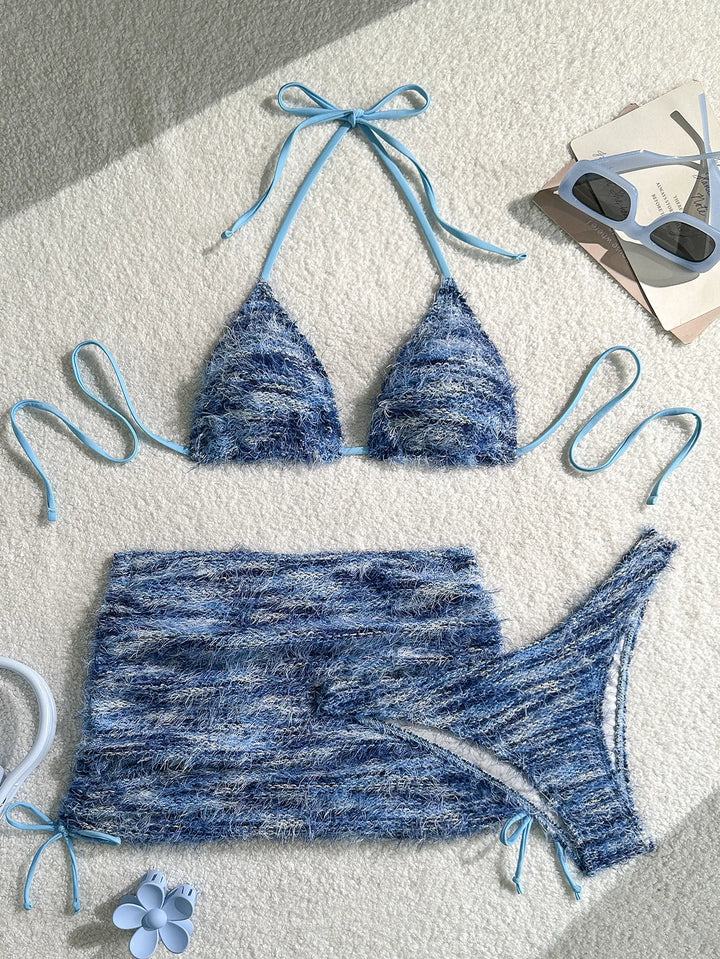 Classic Halter Push Up 3-Pieces Swimsuit