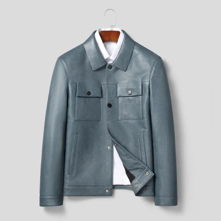 Real Leather Men’s Single-breasted Jacket