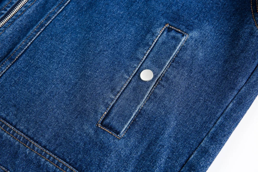 Stylish Spliced Distressed Denim Jacket