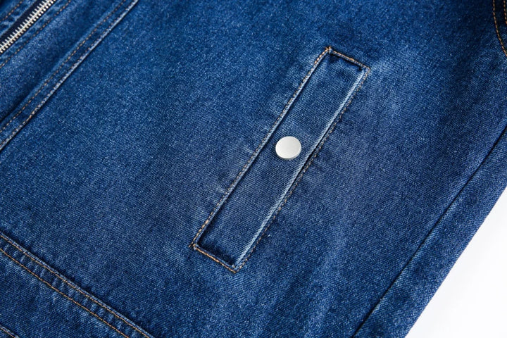 Stylish Spliced Distressed Denim Jacket