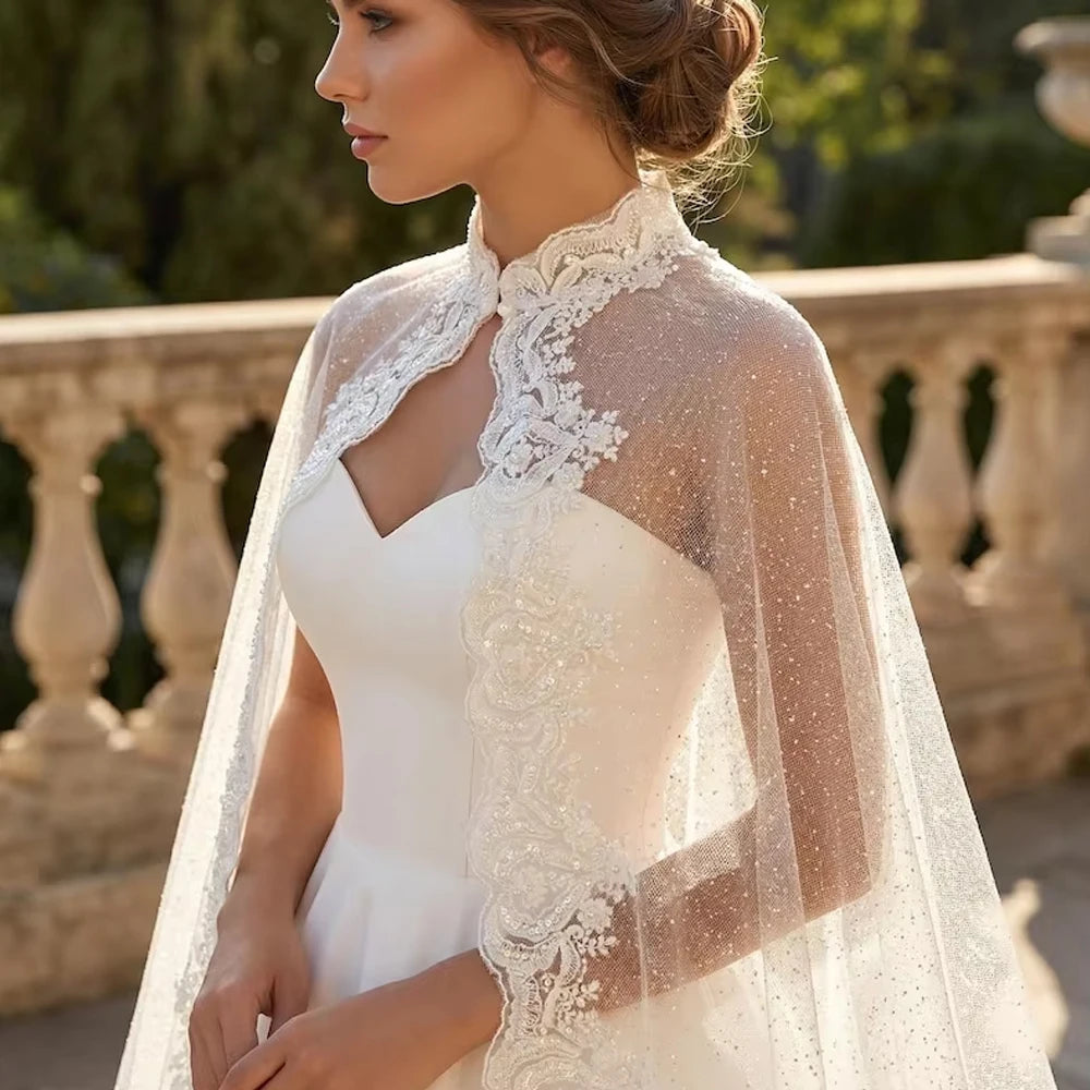 Luxury Appliqued Beaded Wedding Shawl
