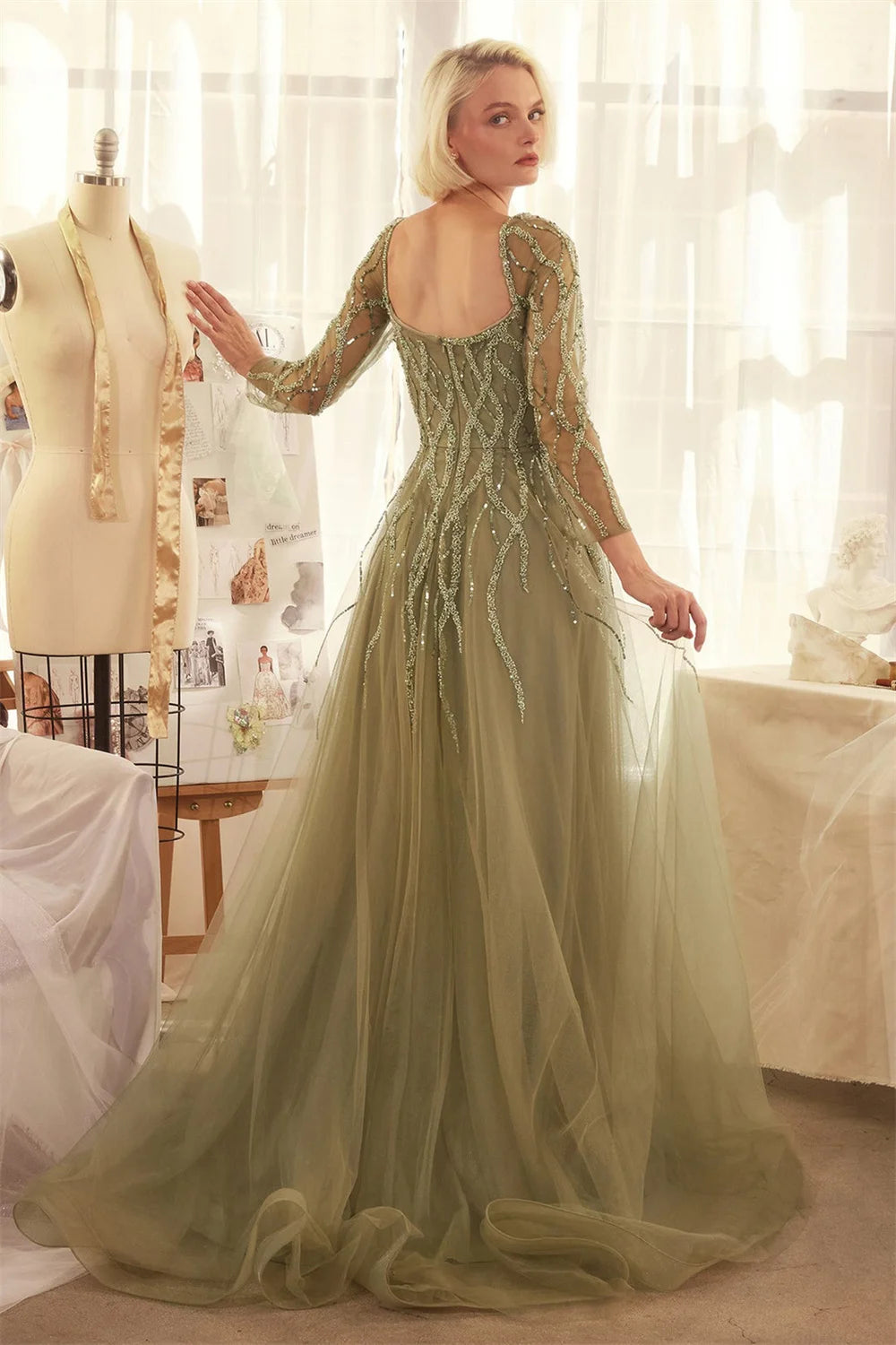 Meticulous Side Slit Tulle Evening Dress