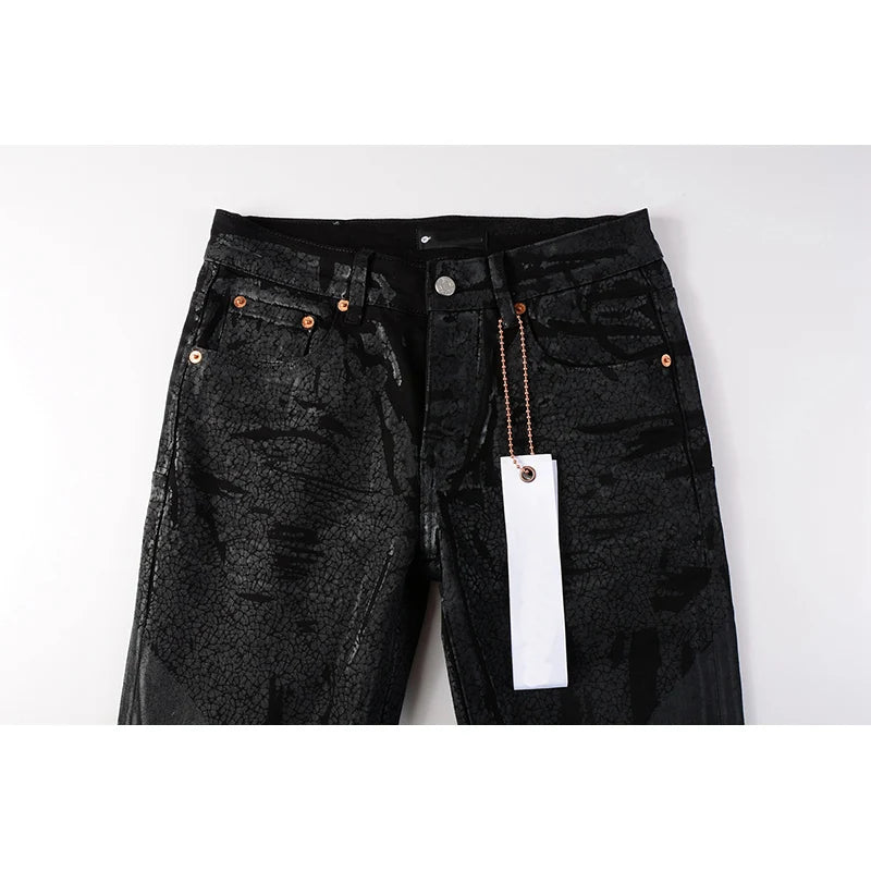 Edgy High Street Black Coated Jeans Pants