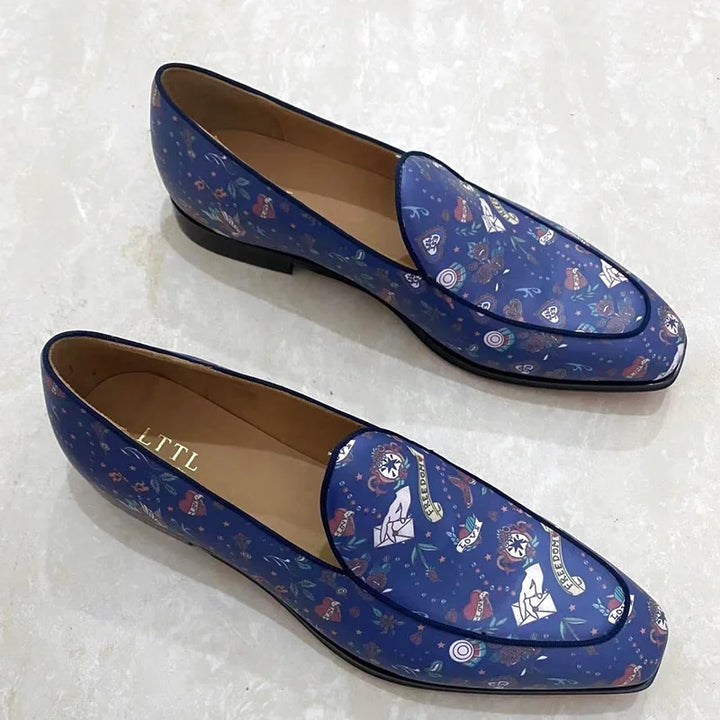 Stylish Printed Fabric Loafers Shoes