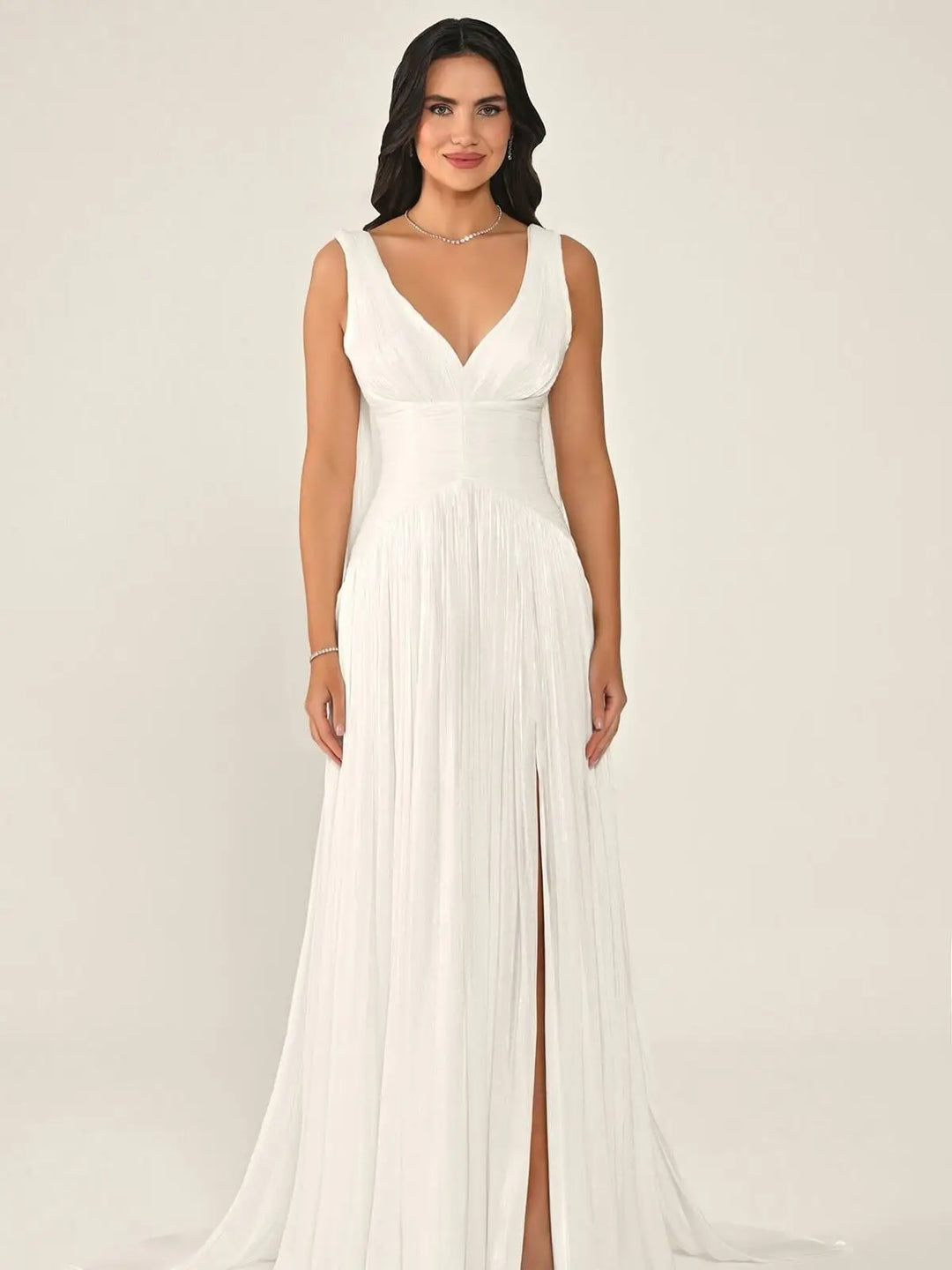 Lovely High Slit Lace-Up Prom Gown