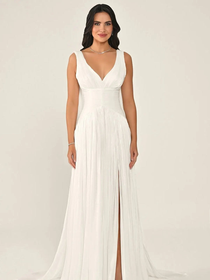 Lovely High Slit Lace-Up Prom Gown