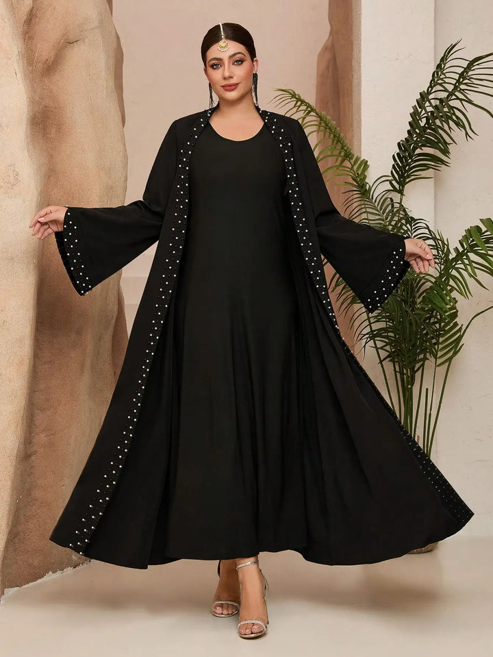 Elegant Net Color Embroidered Abaya Dress