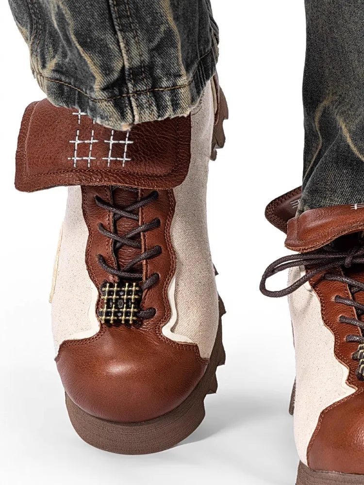 Stylish Spliced Canvas Platform Shoes