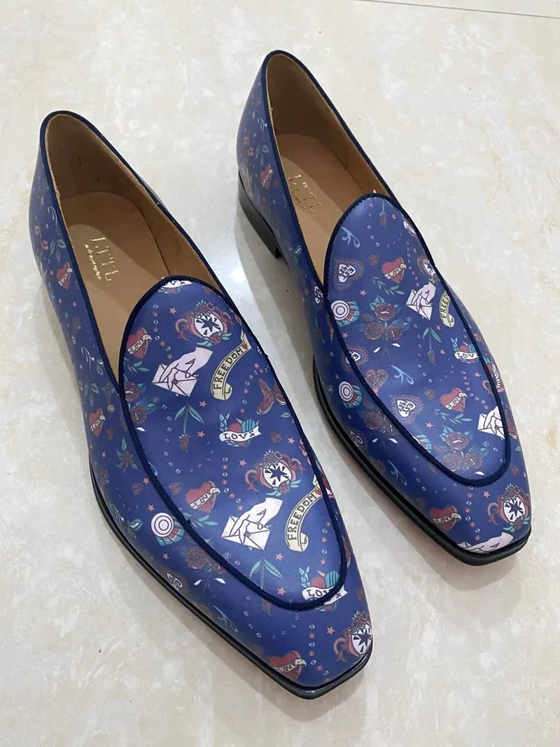 Stylish Printed Fabric Loafers Shoes
