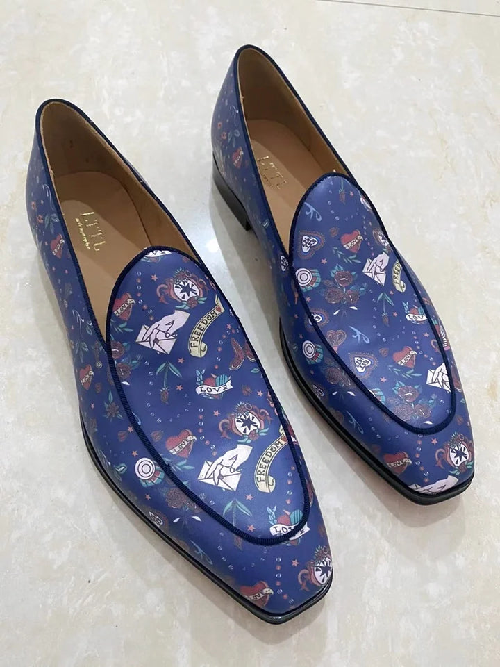 Stylish Printed Fabric Loafers Shoes
