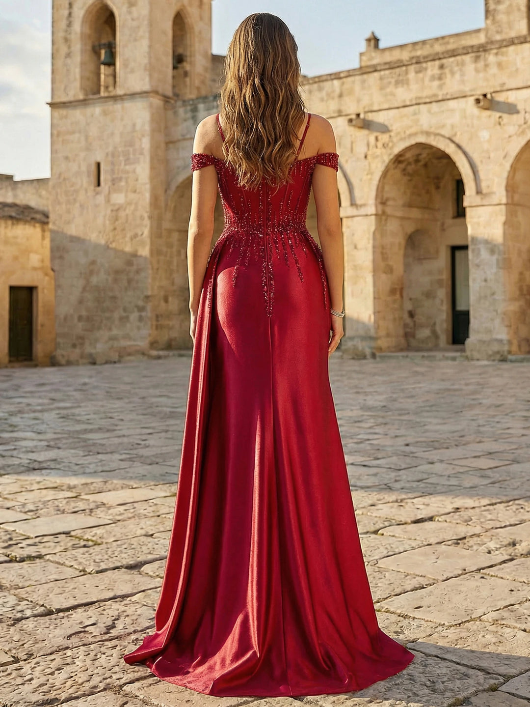 Modern Beaded Sequin Corset Prom Dress