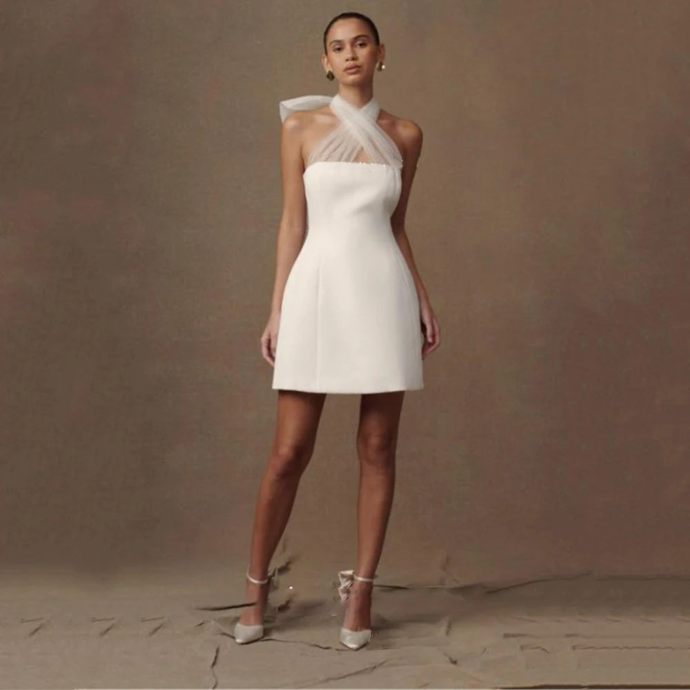 Beautiful Open Back Mini Bridal Dress