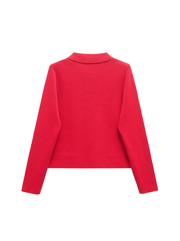 Elegant Lapel Knitted Warm Cardigan