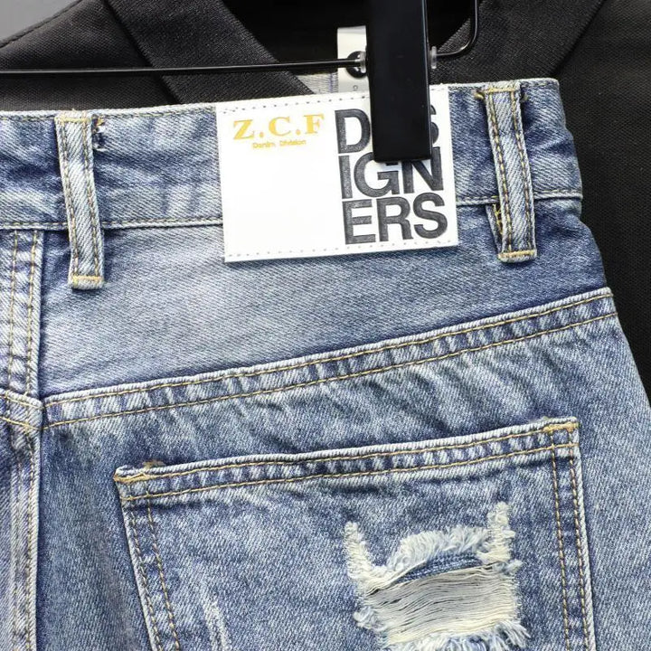 Trendy Thin Ripped Patch Denim Shorts