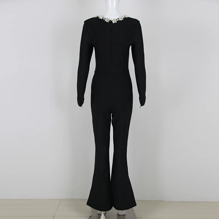 Diamonds Square Neck Elegant Jumpsuit