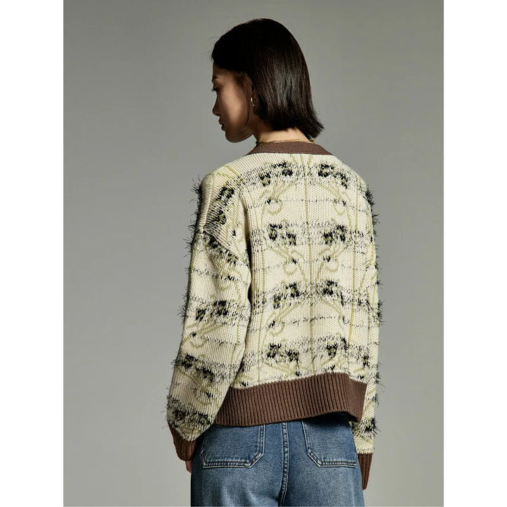 Contrasting Jacquard Cardigan