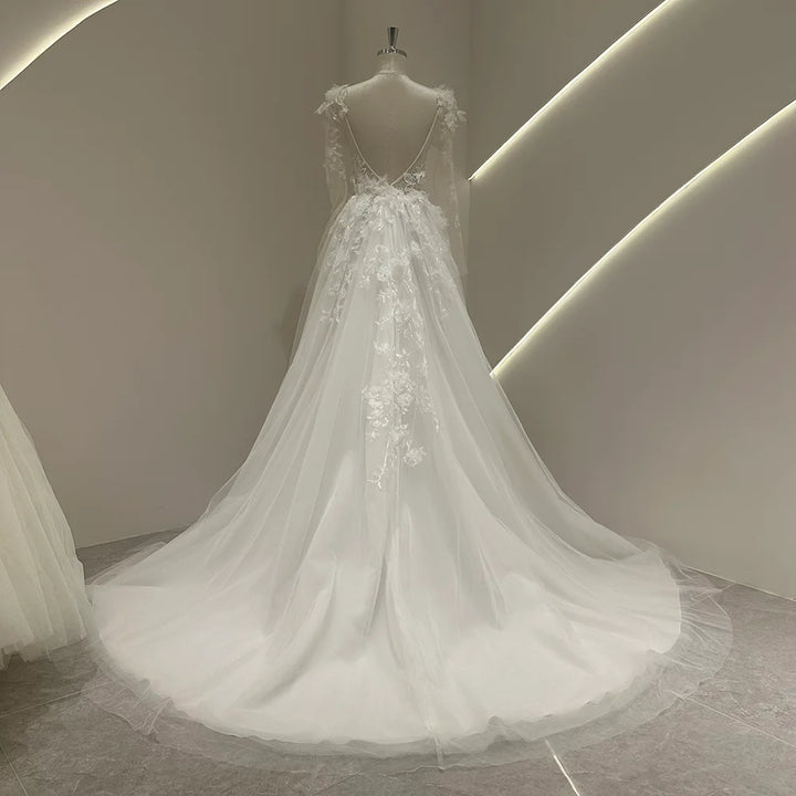 Beautiful Beading Zipper Wedding Gown