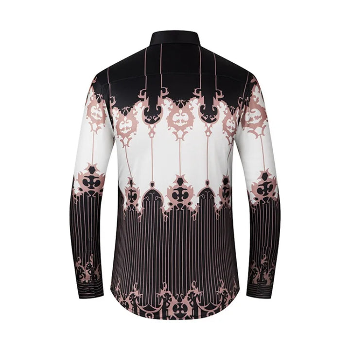 Retro Print Slim Fit Casual Shirt