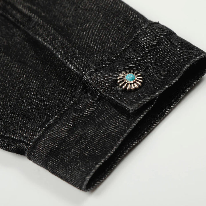 Vintage Turquoise Buttons Denim Jacket