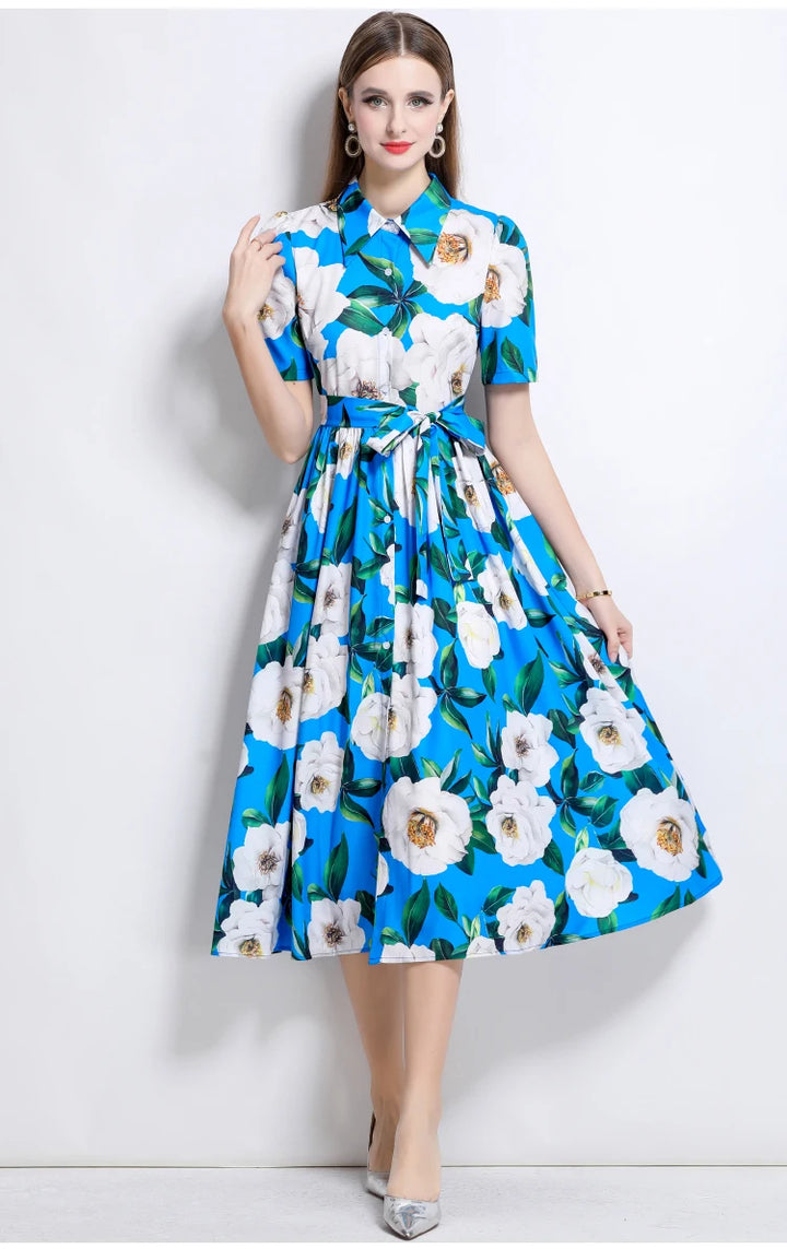 Timeless Elegance Printed Boho Flower Dress